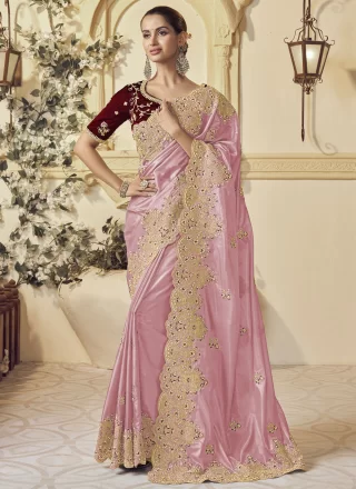 Georgette Designer Saree with Beads, Cord, Cut, Embroidered, Thread and Zari Work