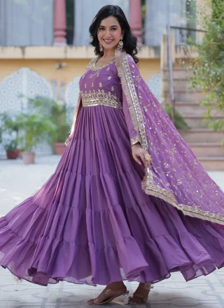 Georgette Gown In Lavender