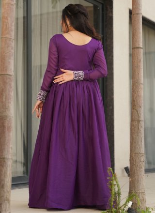 Georgette Gown In Purple Color