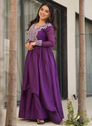 Georgette Gown In Purple Color