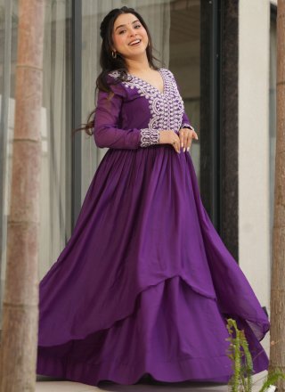 Georgette Gown In Purple Color