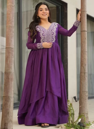 Georgette Gown In Purple Color