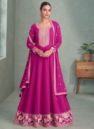 Georgette Gown In Rani Color
