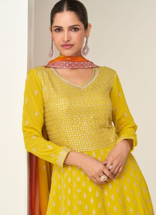 Georgette Gown with Embroidered, Sequins and Zari Work