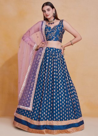 Georgette Lehenga Choli In Blue Color