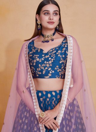 Georgette Lehenga Choli In Blue Color