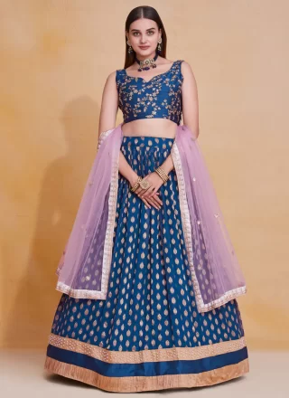 Georgette Lehenga Choli In Blue Color