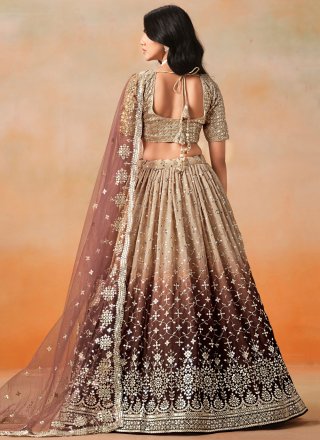 Georgette Lehenga Choli In Brown Color
