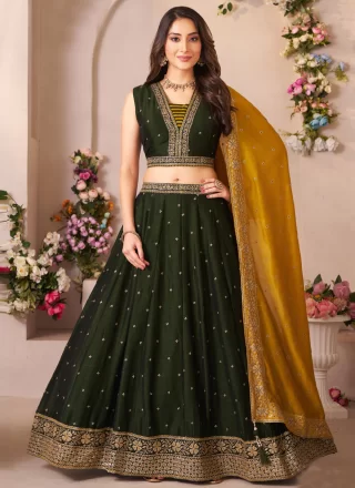 Georgette Lehenga Choli In Green