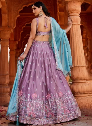 Georgette Lehenga Choli In Lavender Color