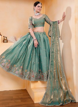 Georgette Lehenga Choli with Embroidered and Zari Work
