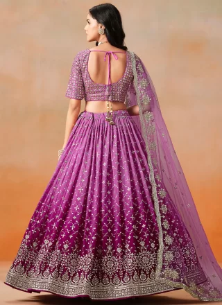 Georgette Lehenga Choli with Embroidered, Sequins and Zari Work