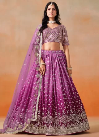 Georgette Lehenga Choli with Embroidered, Sequins and Zari Work