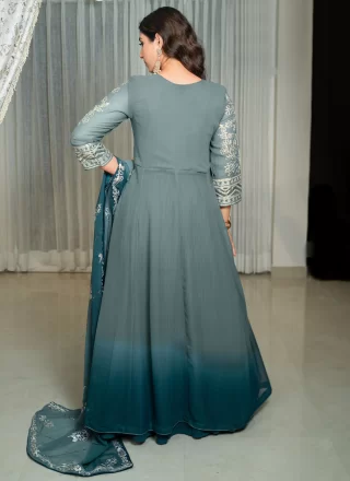 Georgette Readymade Lehenga Choli In Grey Colour