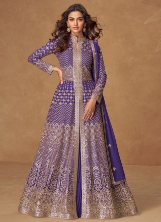 Georgette Readymade Lehenga Choli In Violet Colour