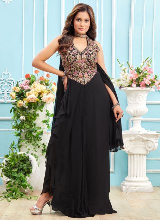Georgette Readymade Salwar Suit with Embroidered, Stone and Zari Work