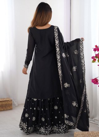 Georgette Readymade Style In Black Color