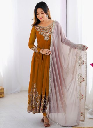 Georgette Readymade Style In Mustard Color