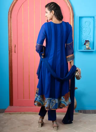 Georgette Salwar Suit In Blue Color