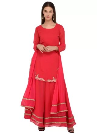 Georgette Salwar Suit In Pink Color