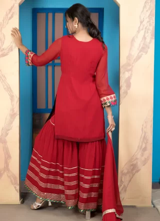 Georgette Salwar Suit In Red