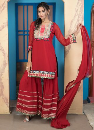 Georgette Salwar Suit In Red