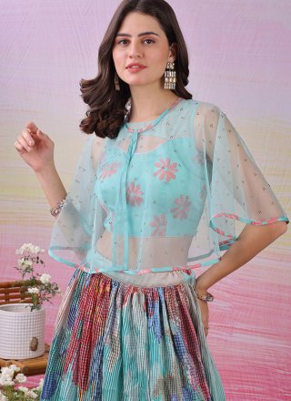 Georgette Satin Lehenga Choli In Multi Colour
