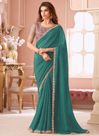Georgette Traditional Saree In Green Color