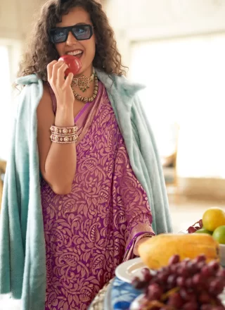 Georgette Traditional Saree In Purple Colour