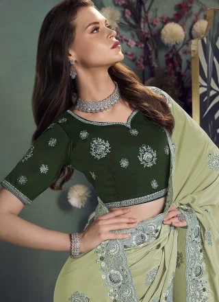 Georgette Trendy Saree In Green Colour
