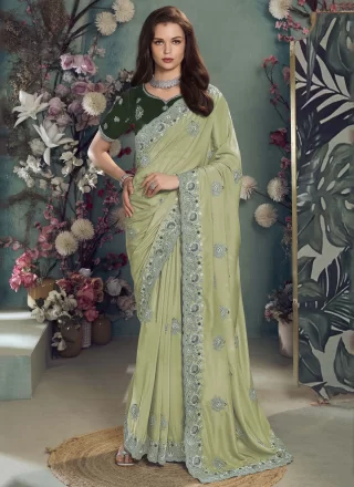 Georgette Trendy Saree In Green Colour