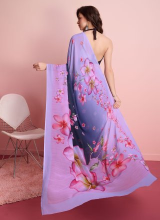 Georgette Trendy Saree In Purple Color