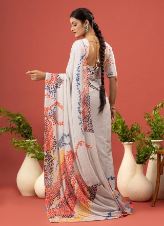 Georgette Trendy Saree In White