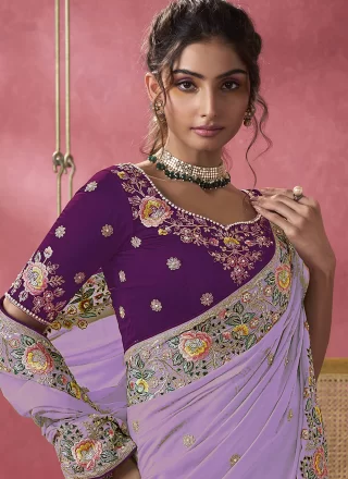 Georgette Trendy Saree with Cord, Embroidered, Sequins, Thread and Zari Work
