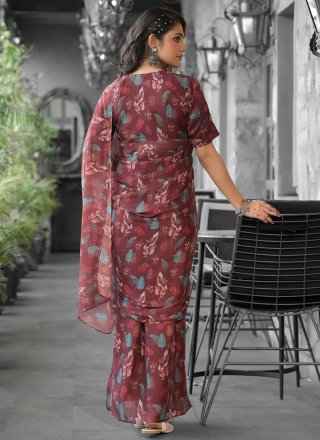 Georgette Trendy Saree with Digital Print Work