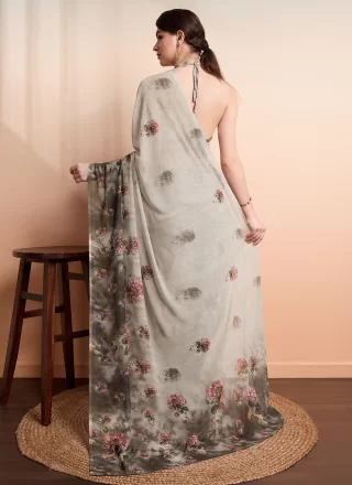 Georgette Trendy Saree with Print Work