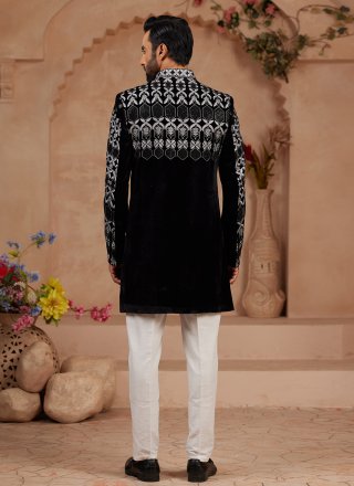 Gilded Black Velvet Indo Western Sherwani