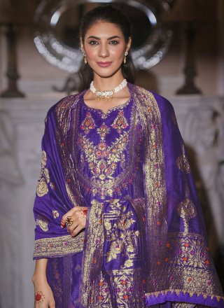 Gilded Blue Banarasi Silk Salwar Suit