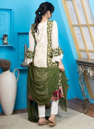 Gilded Off White Georgette Salwar Suit with Embroidered, Jacquard, Print and Zari Work