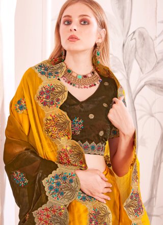 Girlish Mustard Fandy Trendy Saree