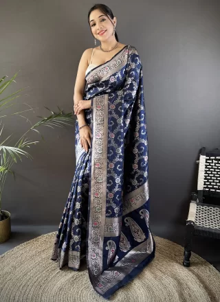 Glamorous Blue Banarasi Silk Traditional Saree