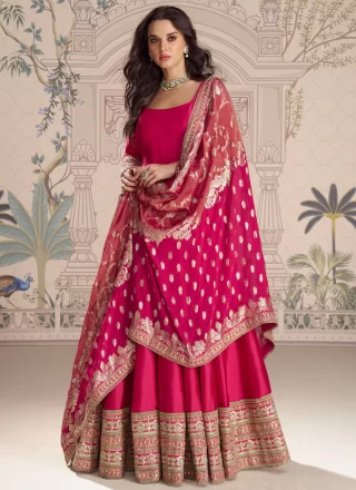 Gleaming Pink Vichitra Silk Gown