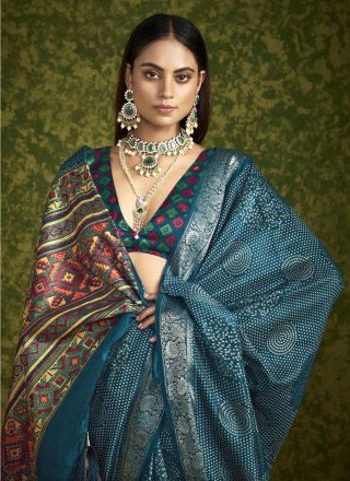 Glorious Blue Silk Classic Sari