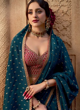 Glossy Morpeach Pure Crepe Contemporary Sari