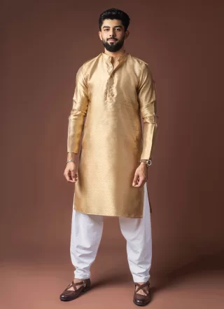 Gold Jacquard Woven Work Kurta Pyjama