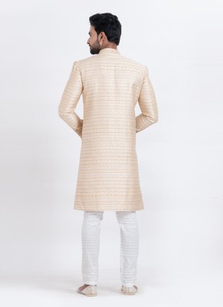 Gold Silk Jacquard Work Indo Western