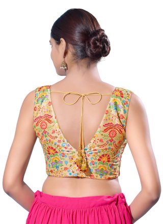 Gold Silk Multi and Thread Work Blouse