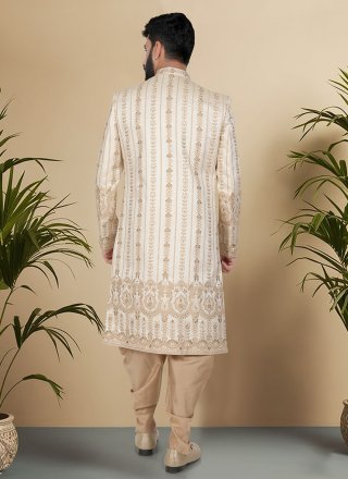 Gold Silk Sherwani Mens Wear