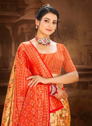 Gold Silk Weaving Work Classic Saree