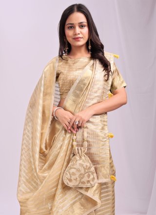 Gold Weaving Work Organza Trendy Saree